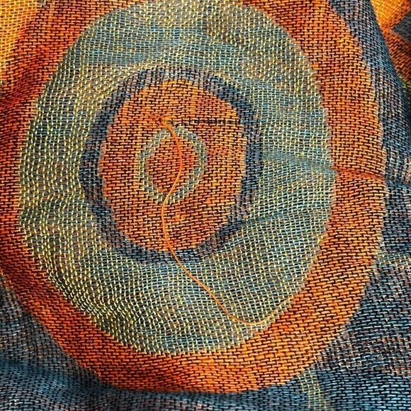 Pashmina orange and blue circle print scarf - Picture 10 of 12